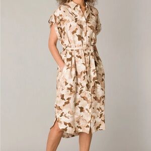 Cream Midi Dress with Flutter Sleeves and Notched Collar for Casual Wear